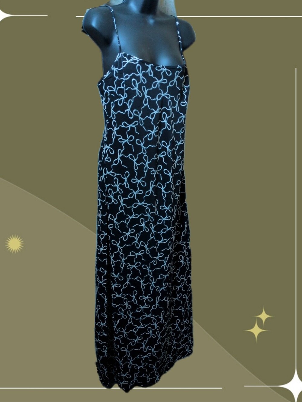 ✨ Nwt Abercrombie Slip Maxi Dress In White And Black Ribbon Size M